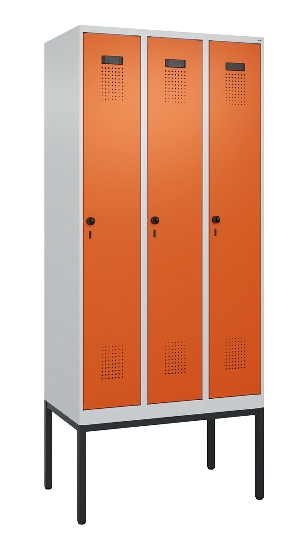 C+P Spind Evolo PLUS 0490307-32 mit Gestell 3 Abt.je 400mm Drehriegel (HxBxT) 2120x1200x815mm 7035/2004