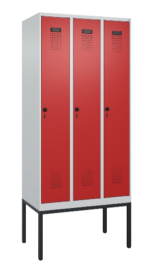 C+P Spind Evolo PLUS 0490307-32 mit Gestell 3 Abt.je 400mm Drehriegel (HxBxT) 2120x1200x815mm 7035/2004