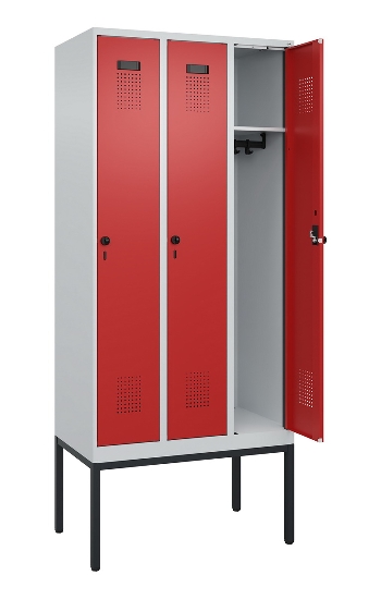 C+P Spind Evolo PLUS 0490307-32 mit Gestell 3 Abt.je 400mm Drehriegel (HxBxT) 2120x1200x815mm 7035/2004
