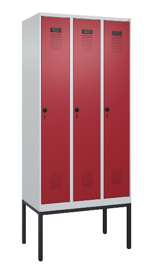 C+P Spind Evolo PLUS 0490307-32 mit Gestell 3 Abt.je 400mm Drehriegel (HxBxT) 2120x1200x815mm 7035/2004