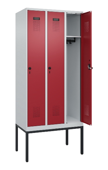 C+P Spind Evolo PLUS 0490307-32 mit Gestell 3 Abt.je 400mm Drehriegel (HxBxT) 2120x1200x815mm 7035/2004