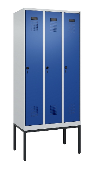 C+P Spind Evolo PLUS 0490307-32 mit Gestell 3 Abt.je 400mm Drehriegel (HxBxT) 2120x1200x815mm 7035/2004