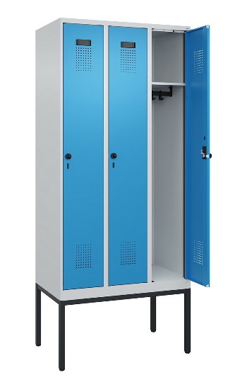 C+P Spind Evolo PLUS 0490307-32 mit Gestell 3 Abt.je 400mm Drehriegel (HxBxT) 2120x1200x815mm 7035/2004