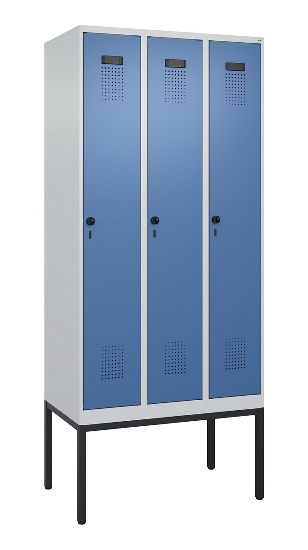 C+P Spind Evolo PLUS 0490307-32 mit Gestell 3 Abt.je 400mm Drehriegel (HxBxT) 2120x1200x815mm 7035/2004