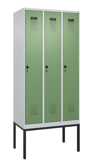 C+P Spind Evolo PLUS 0490307-32 mit Gestell 3 Abt.je 400mm Drehriegel (HxBxT) 2120x1200x815mm 7035/2004