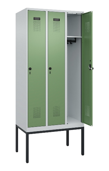 C+P Spind Evolo PLUS 0490307-32 mit Gestell 3 Abt.je 400mm Drehriegel (HxBxT) 2120x1200x815mm 7035/2004