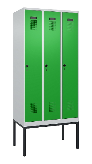 C+P Spind Evolo PLUS 0490307-32 mit Gestell 3 Abt.je 400mm Drehriegel (HxBxT) 2120x1200x815mm 7035/2004