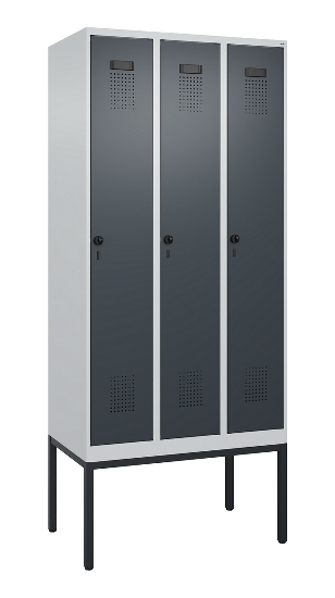 C+P Spind Evolo PLUS 0490307-32 mit Gestell 3 Abt.je 400mm Drehriegel (HxBxT) 2120x1200x815mm 7035/2004