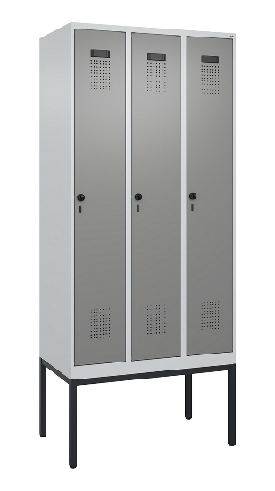C+P Spind Evolo PLUS 0490307-32 mit Gestell 3 Abt.je 400mm Drehriegel (HxBxT) 2120x1200x815mm 7035/2004