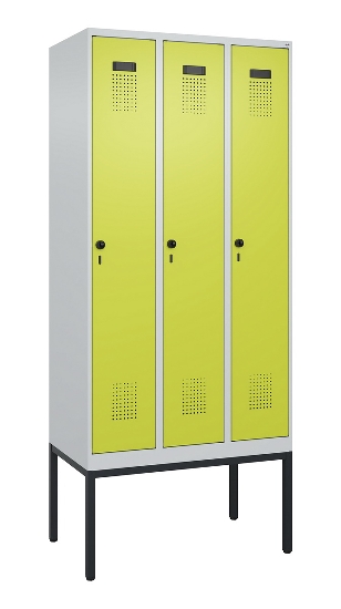 C+P Spind Evolo PLUS 0490307-32 mit Gestell 3 Abt.je 400mm Drehriegel (HxBxT) 2120x1200x815mm 7035/2004