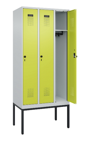 C+P Spind Evolo PLUS 0490307-32 mit Gestell 3 Abt.je 400mm Drehriegel (HxBxT) 2120x1200x815mm 7035/2004