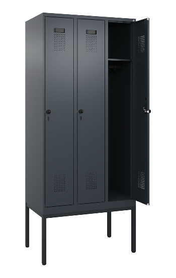 C+P Spind Evolo PLUS 0490307-32 mit Gestell 3 Abt.je 400mm Drehriegel (HxBxT) 2120x1200x815mm 7035/2004