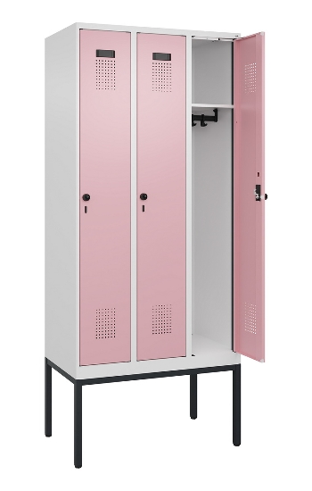 C+P Spind Evolo PLUS 0490307-32 mit Gestell 3 Abt.je 400mm Drehriegel (HxBxT) 2120x1200x815mm 7035/2004