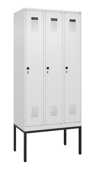 C+P Spind Evolo PLUS 0490307-32 mit Gestell 3 Abt.je 400mm Drehriegel (HxBxT) 2120x1200x815mm 7035/2004
