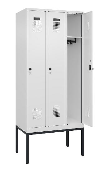 C+P Spind Evolo PLUS 0490307-32 mit Gestell 3 Abt.je 400mm Drehriegel (HxBxT) 2120x1200x815mm 7035/2004
