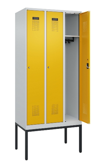 C+P Spind Evolo PLUS 0490307-32 mit Gestell 3 Abt.je 400mm Drehriegel (HxBxT) 2120x1200x815mm 7035/2004