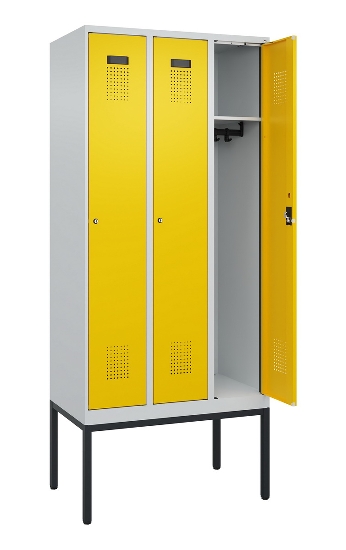 C+P Spind Evolo PLUS 0490307-32 mit Gestell 3 Abt.je 400mm Drehriegel (HxBxT) 2120x1200x815mm 7035/2004