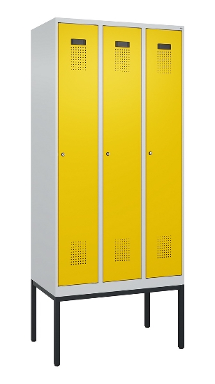 C+P Spind Evolo PLUS 0490307-32 mit Gestell 3 Abt.je 400mm Drehriegel (HxBxT) 2120x1200x815mm 7035/2004