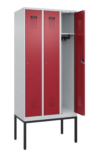 C+P Spind Evolo PLUS 0490307-32 mit Gestell 3 Abt.je 400mm Drehriegel (HxBxT) 2120x1200x815mm 7035/2004