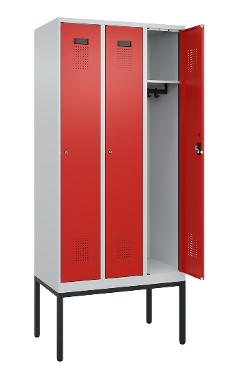 C+P Spind Evolo PLUS 0490307-32 mit Gestell 3 Abt.je 400mm Drehriegel (HxBxT) 2120x1200x815mm 7035/2004