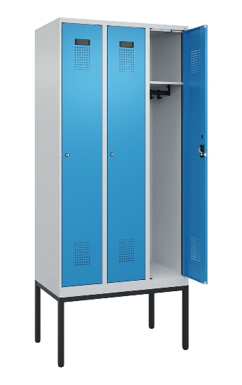 C+P Spind Evolo PLUS 0490307-32 mit Gestell 3 Abt.je 400mm Drehriegel (HxBxT) 2120x1200x815mm 7035/2004