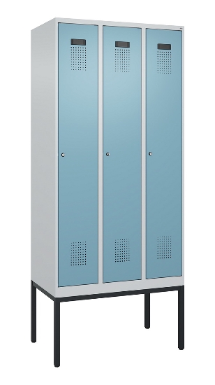 C+P Spind Evolo PLUS 0490307-32 mit Gestell 3 Abt.je 400mm Drehriegel (HxBxT) 2120x1200x815mm 7035/2004