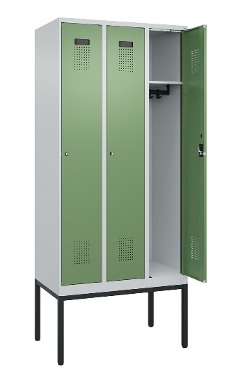 C+P Spind Evolo PLUS 0490307-32 mit Gestell 3 Abt.je 400mm Drehriegel (HxBxT) 2120x1200x815mm 7035/2004