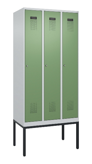 C+P Spind Evolo PLUS 0490307-32 mit Gestell 3 Abt.je 400mm Drehriegel (HxBxT) 2120x1200x815mm 7035/2004