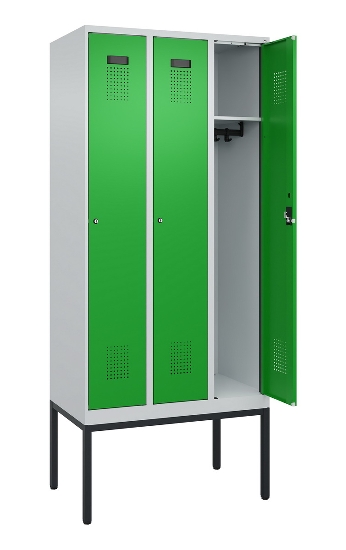 C+P Spind Evolo PLUS 0490307-32 mit Gestell 3 Abt.je 400mm Drehriegel (HxBxT) 2120x1200x815mm 7035/2004