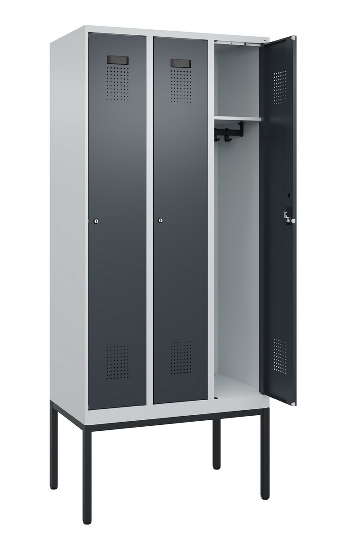 C+P Spind Evolo PLUS 0490307-32 mit Gestell 3 Abt.je 400mm Drehriegel (HxBxT) 2120x1200x815mm 7035/2004