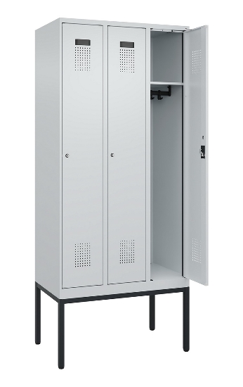 C+P Spind Evolo PLUS 0490307-32 mit Gestell 3 Abt.je 400mm Drehriegel (HxBxT) 2120x1200x815mm 7035/2004