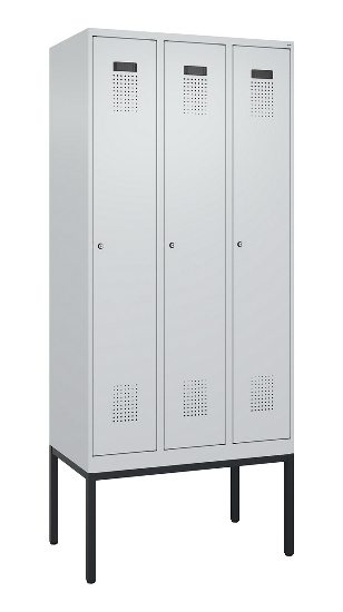 C+P Spind Evolo PLUS 0490307-32 mit Gestell 3 Abt.je 400mm Drehriegel (HxBxT) 2120x1200x815mm 7035/2004