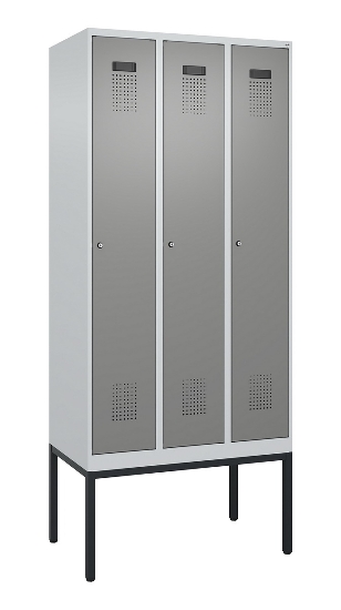 C+P Spind Evolo PLUS 0490307-32 mit Gestell 3 Abt.je 400mm Drehriegel (HxBxT) 2120x1200x815mm 7035/2004