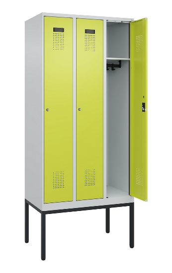 C+P Spind Evolo PLUS 0490307-32 mit Gestell 3 Abt.je 400mm Drehriegel (HxBxT) 2120x1200x815mm 7035/2004