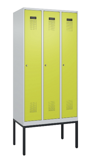 C+P Spind Evolo PLUS 0490307-32 mit Gestell 3 Abt.je 400mm Drehriegel (HxBxT) 2120x1200x815mm 7035/2004