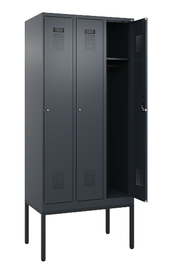 C+P Spind Evolo PLUS 0490307-32 mit Gestell 3 Abt.je 400mm Drehriegel (HxBxT) 2120x1200x815mm 7035/2004