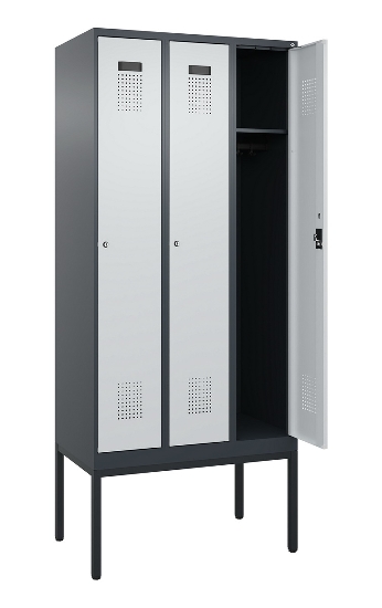C+P Spind Evolo PLUS 0490307-32 mit Gestell 3 Abt.je 400mm Drehriegel (HxBxT) 2120x1200x815mm 7035/2004
