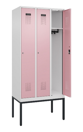 C+P Spind Evolo PLUS 0490307-32 mit Gestell 3 Abt.je 400mm Drehriegel (HxBxT) 2120x1200x815mm 7035/2004
