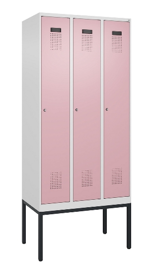 C+P Spind Evolo PLUS 0490307-32 mit Gestell 3 Abt.je 400mm Drehriegel (HxBxT) 2120x1200x815mm 7035/2004