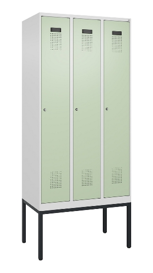C+P Spind Evolo PLUS 0490307-32 mit Gestell 3 Abt.je 400mm Drehriegel (HxBxT) 2120x1200x815mm 7035/2004