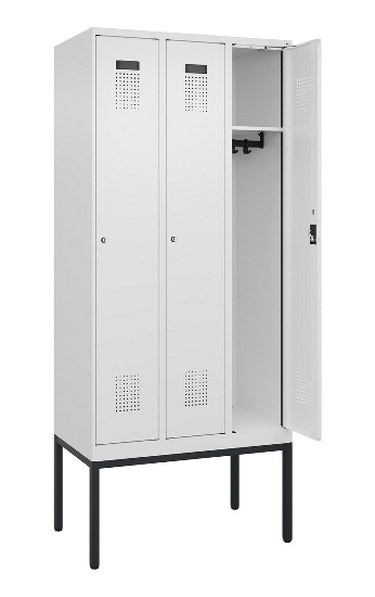 C+P Spind Evolo PLUS 0490307-32 mit Gestell 3 Abt.je 400mm Drehriegel (HxBxT) 2120x1200x815mm 7035/2004