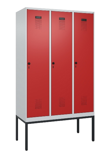 C+P Spind Evolo PLUS 0490307-32 mit Gestell 3 Abt.je 400mm Drehriegel (HxBxT) 2120x1200x815mm 7035/2004