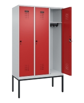 C+P Spind Evolo PLUS 0490307-32 mit Gestell 3 Abt.je 400mm Drehriegel (HxBxT) 2120x1200x815mm 7035/2004