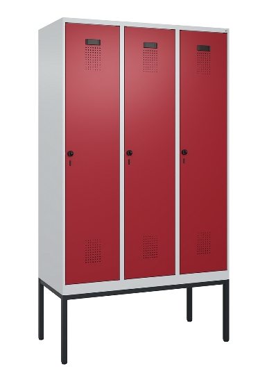 C+P Spind Evolo PLUS 0490307-32 mit Gestell 3 Abt.je 400mm Drehriegel (HxBxT) 2120x1200x815mm 7035/2004