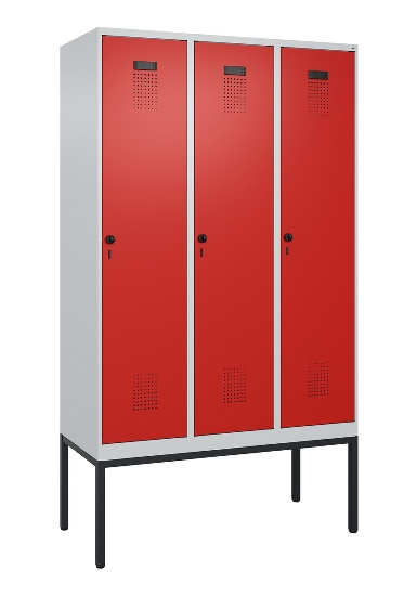 C+P Spind Evolo PLUS 0490307-32 mit Gestell 3 Abt.je 400mm Drehriegel (HxBxT) 2120x1200x815mm 7035/2004
