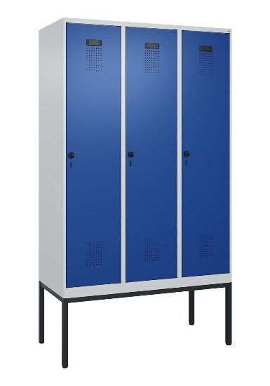 C+P Spind Evolo PLUS 0490307-32 mit Gestell 3 Abt.je 400mm Drehriegel (HxBxT) 2120x1200x815mm 7035/2004