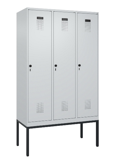 C+P Spind Evolo PLUS 0490307-32 mit Gestell 3 Abt.je 400mm Drehriegel (HxBxT) 2120x1200x815mm 7035/2004