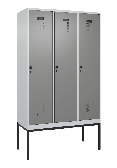C+P Spind Evolo PLUS 0490307-32 mit Gestell 3 Abt.je 400mm Drehriegel (HxBxT) 2120x1200x815mm 7035/2004