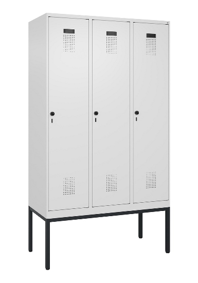 C+P Spind Evolo PLUS 0490307-32 mit Gestell 3 Abt.je 400mm Drehriegel (HxBxT) 2120x1200x815mm 7035/2004
