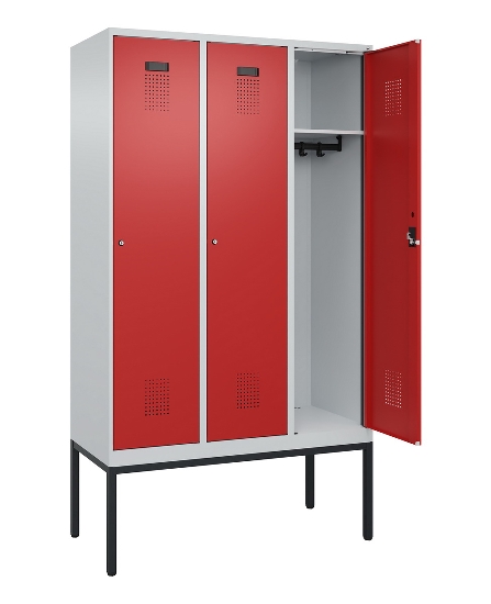 C+P Spind Evolo PLUS 0490307-32 mit Gestell 3 Abt.je 400mm Drehriegel (HxBxT) 2120x1200x815mm 7035/2004